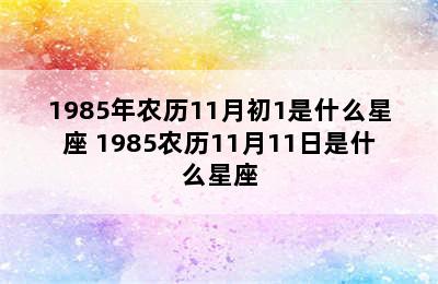 1985年农历11月初1是什么星座 1985农历11月11日是什么星座